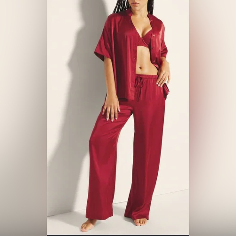 Soma Satin Wide Leg Pant Pajama Red